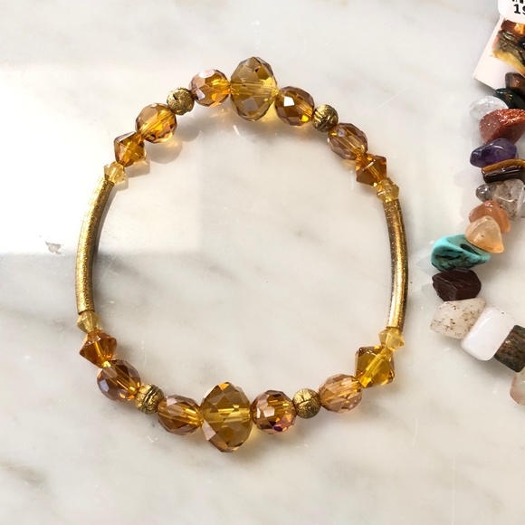 Lot of 5 Mixed Jewelry Gemstone Glass Bead KITTY Bracelets Stainless Steel Rings - Picture 2 of 10